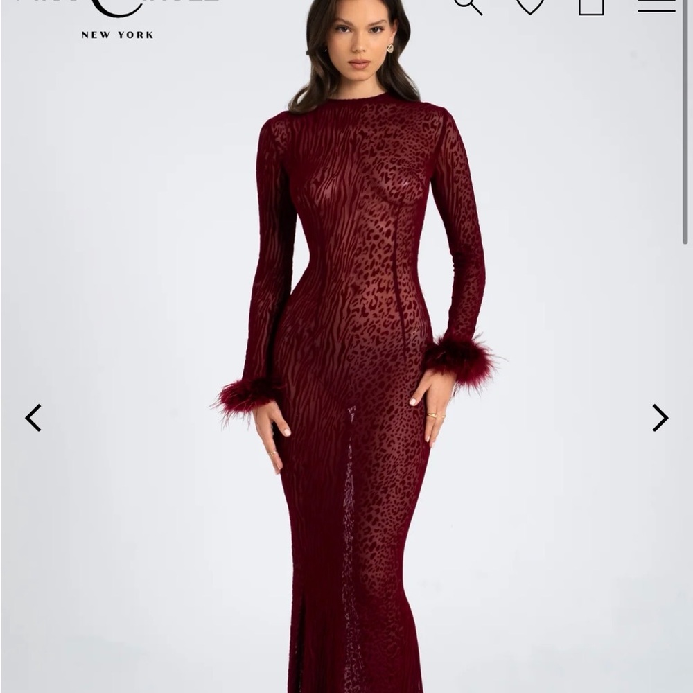 Patricia Burgundy Leopard Burnout Velvet Mesh Backless Maxi Dress